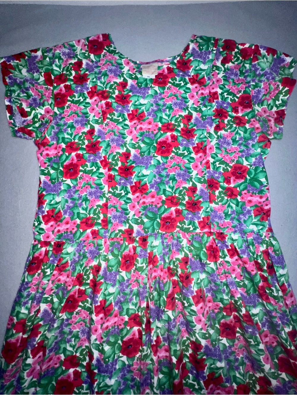 Vintage 90s Motherwear Floral Short Sleeve Drop Waist Midi Nursing Dress XL